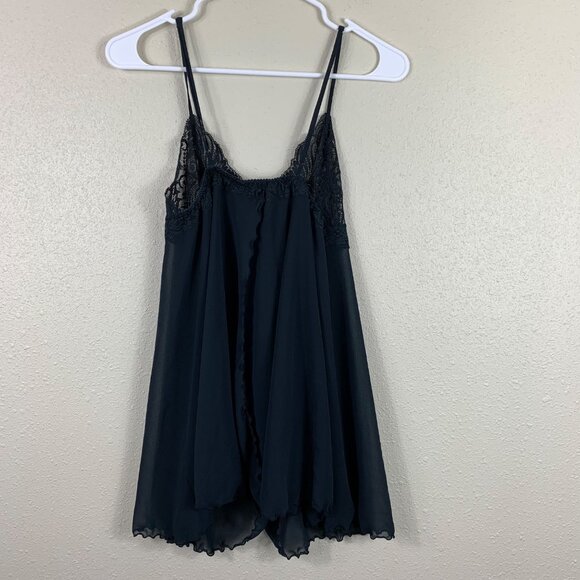 Vintage 90’s/Y2K Victoria’s Secret Black Lace and Sheer Babydoll Whimsigoth Slip - Picture 8 of 8